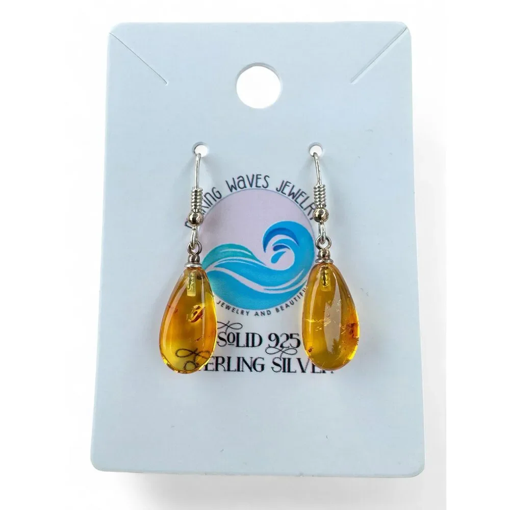 Baltic Amber Solid 925 Sterling Silver Earrings
